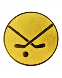 Эмблема алюминиевая "Хоккей", диаметр 25мм