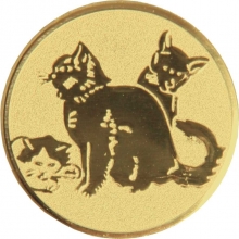 Эмблема алюминиевая "Кошки", диаметр 25мм